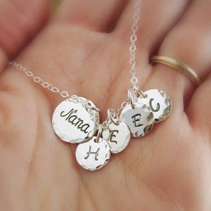 Hand Stamped Sterling Silver Nana Necklace: Personalized Initial Charms