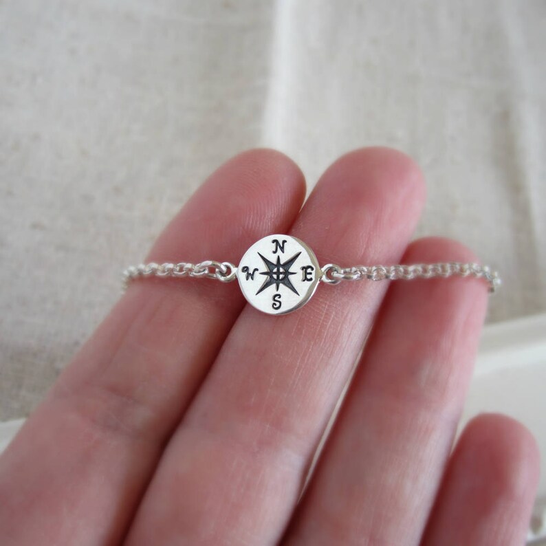 Compass bracelet sterling silver bracelet silver compass Etsy