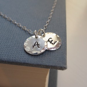 Two initial necklace, personalized necklace, two custom initials, sterling silver initial jewelry, couples jewelry