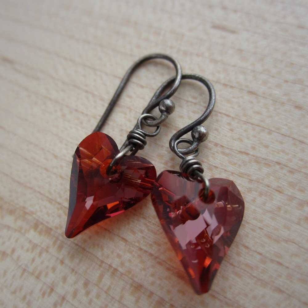 Heart earrings valentines day gift Swarovski Crystal | Etsy