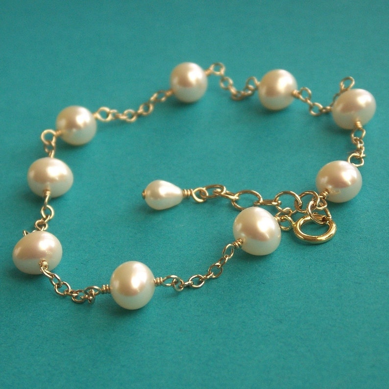 Bridesmaid Gift Tin Cup Pearl Bracelet Freshwater Pearls Etsy