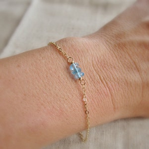 Something blue bracelet or anklet, Thin gold bracelet,  silver or gold minimalist layering bracelet, Swiss blue topaz December birthstone
