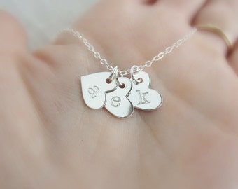 Personalized Mom necklace, childrens initials necklace, Mothers day gift, sterling silver initial necklace, push present, Grandma necklace