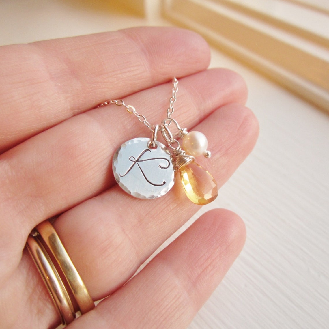 November Birthstone Necklace Personalized Citrine Necklace Etsy