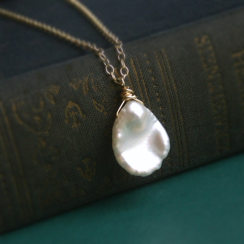 Keshi Pearl Necklace Freshwater Pearl Necklace Petal Pearl Etsy
