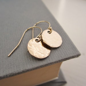 Hammered gold earrings Gold dot earrings 14K gold fill simple everyday earrings Gold circles Hammered disc earrings small gold earrings image 4