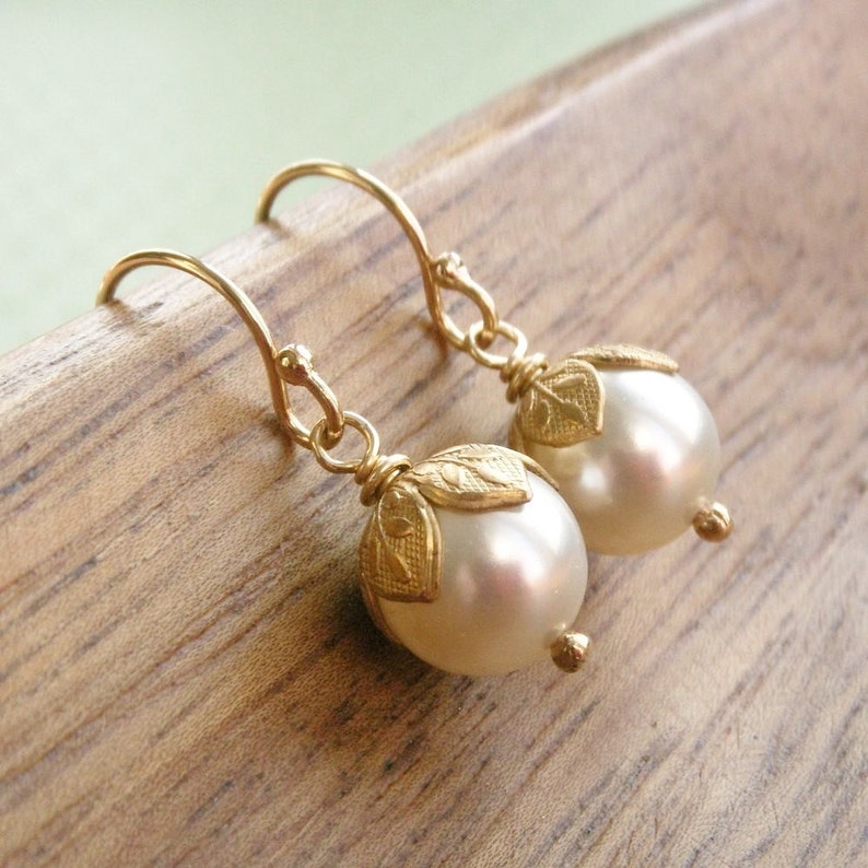 Flower Bud Pearl Earrings Swarovski Crystal Pearl Earrings - Etsy