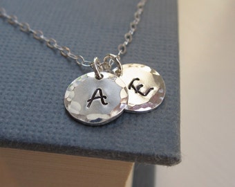 Initial necklace, personalized Mothers necklace, custom initials, sterling silver initial charms, mothers day gift, grandma necklace