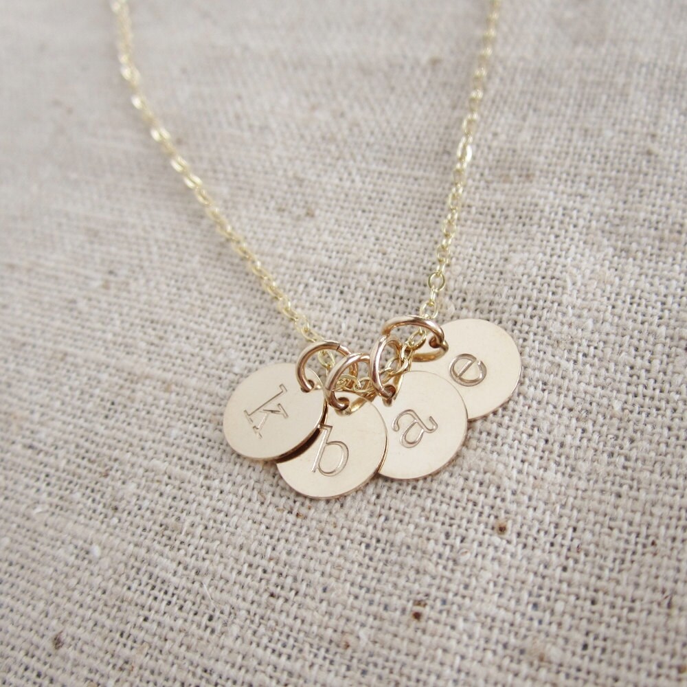 Tiny Gold Initial Necklace Mothers Necklace Grandma Etsy