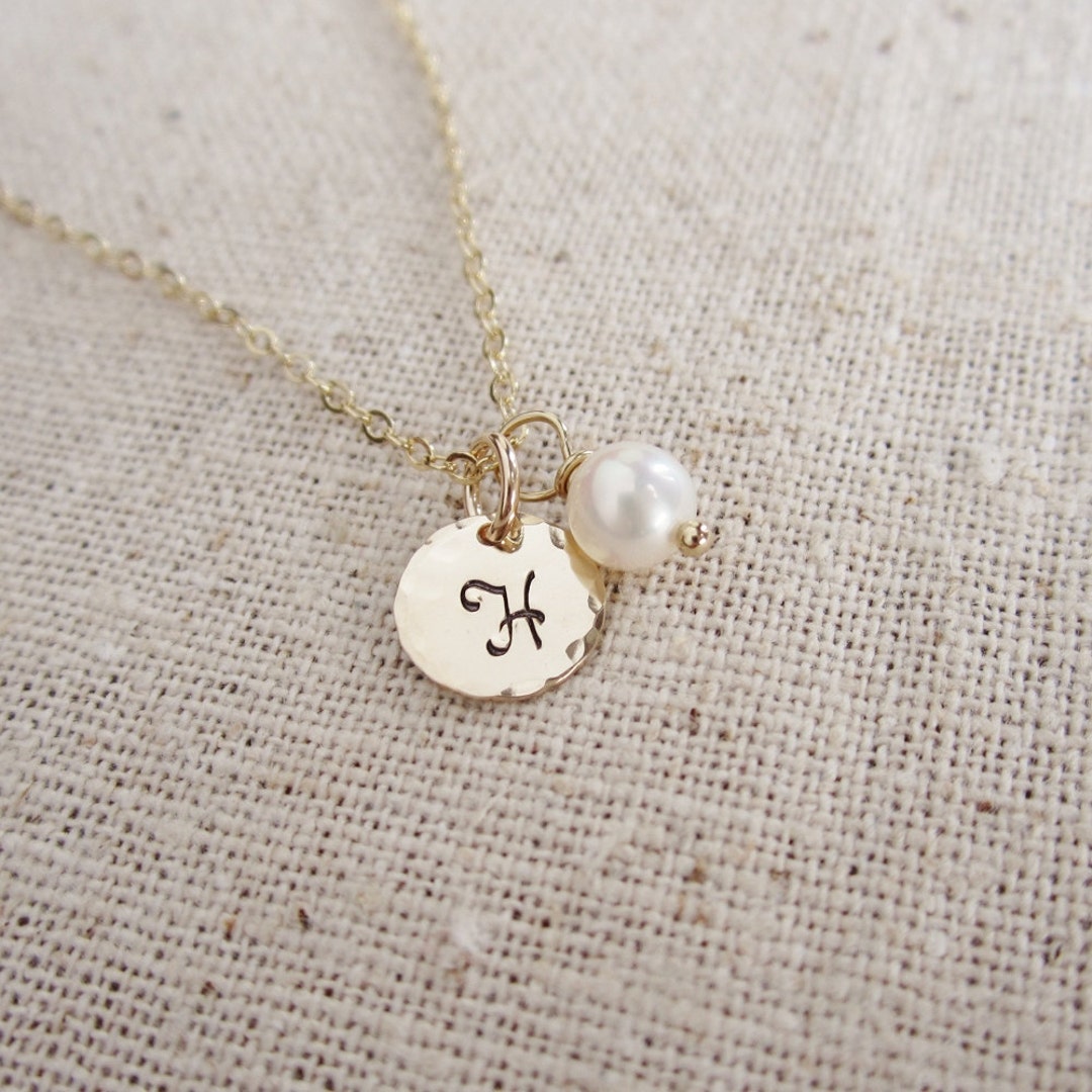 Personalized Pearl Necklace Custom Gold Initial Necklace - Etsy