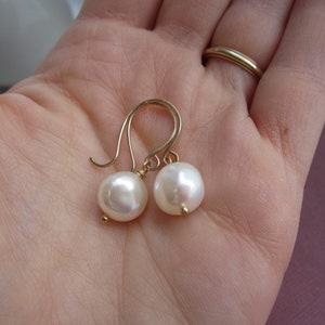 Pearl drop earrings Bridesmaid earrings Pearl earrings on handmade ear wires Silver Gold or Rose gold pearl earrings Freshwater pearls image 3