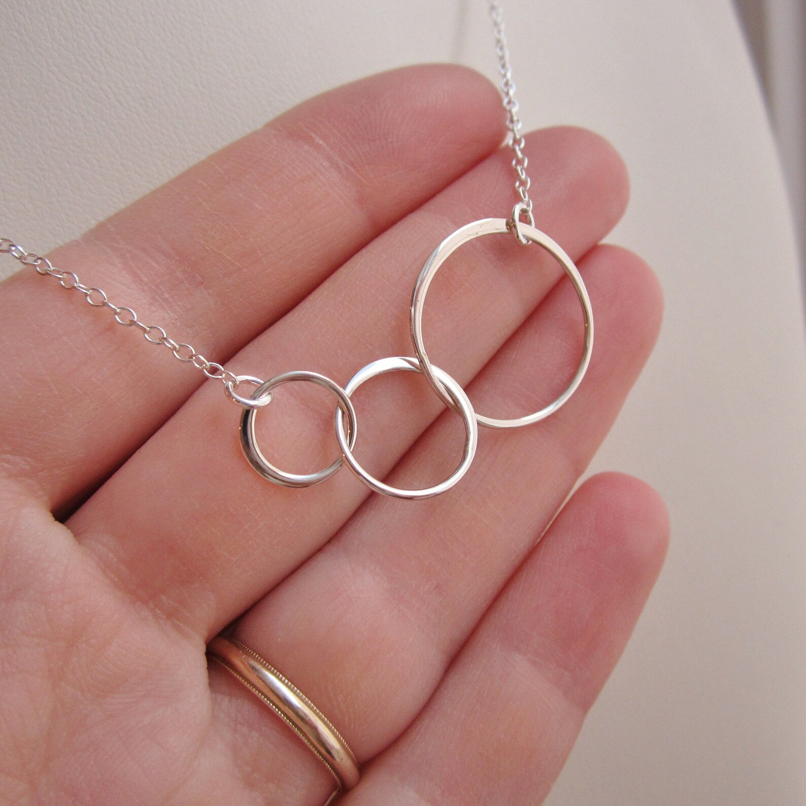 Sterling Silver Necklace Silver Circle Necklace Silver Chain Etsy