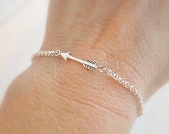 Arrow bracelet, sterling silver bracelet, sturdy dainty silver rolo chain, arrow bar bracelet, follow your arrow, simple layering bracelet