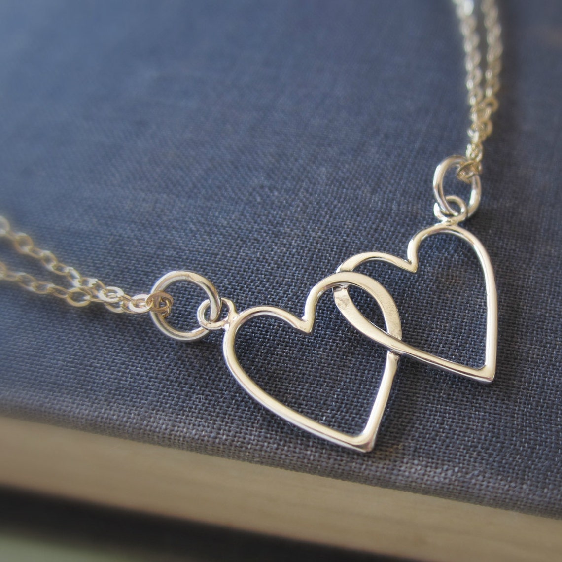 Intertwined Hearts Necklace Two Hearts Love Necklace Silver Etsy