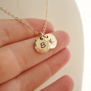 Personalized necklace with gold initials, up to 10 initials with your choice of font