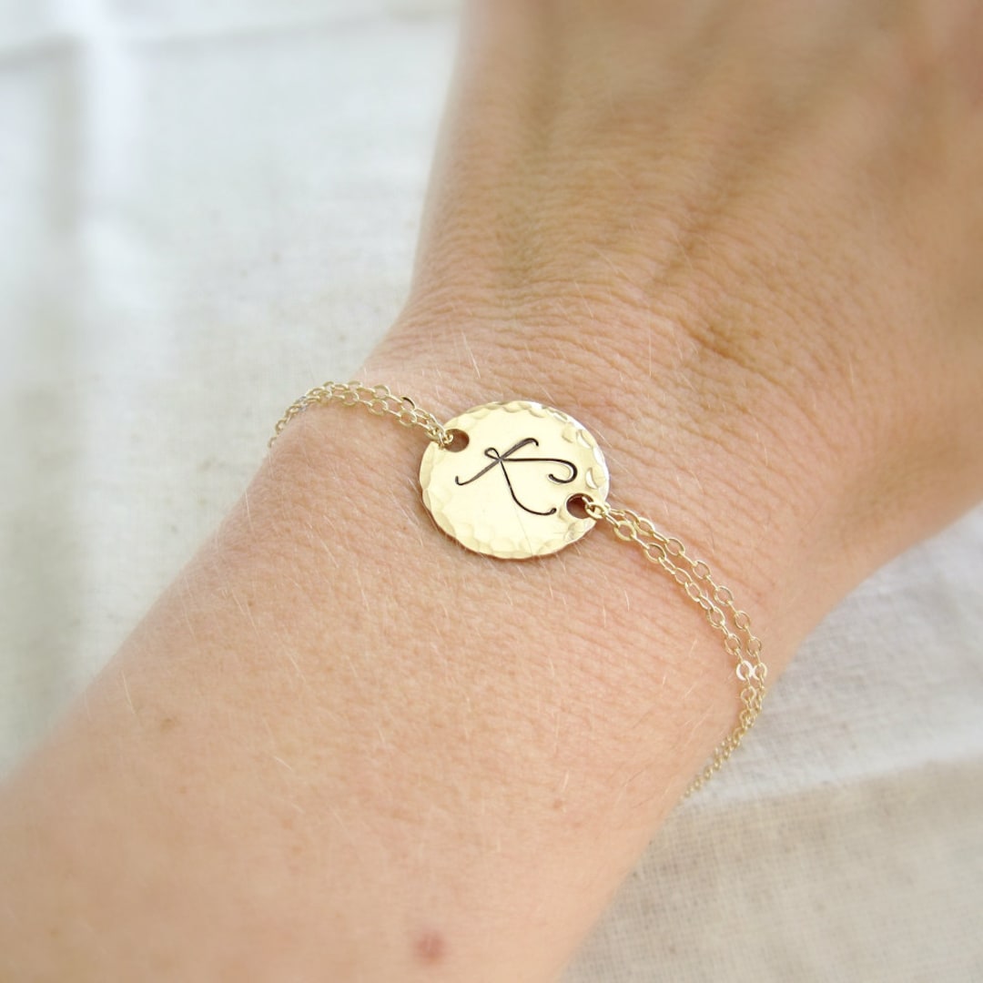 Gold Initial Bracelet Personalized Jewelry Gold or Silver 