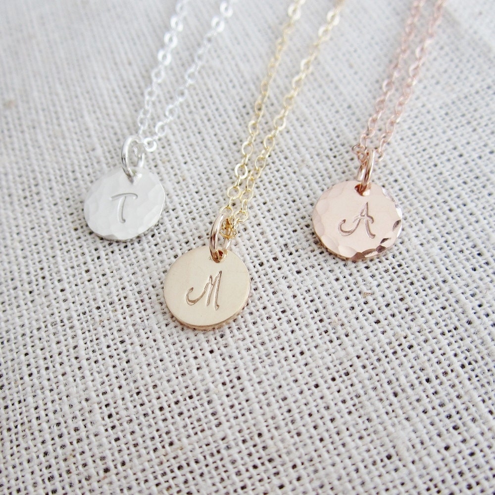 Rose Gold Initial Necklace Pink Gold Filled Necklace - Etsy
