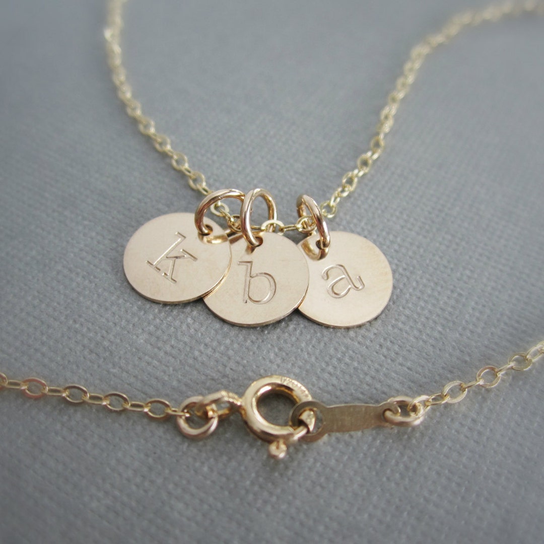 Tiny Gold Initial Necklace up to Three Initials Gold Initial - Etsy