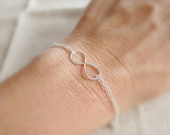 Silver infinity bracelet, infinity symbol, bridesmaid gift, friendship bracelet, infinity charm, silver bracelet, bridesmaid bracelet, gift