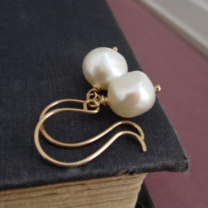 Pearl drop earrings Bridesmaid earrings Pearl earrings on handmade ear wires Silver Gold or Rose gold pearl earrings Freshwater pearls image 4