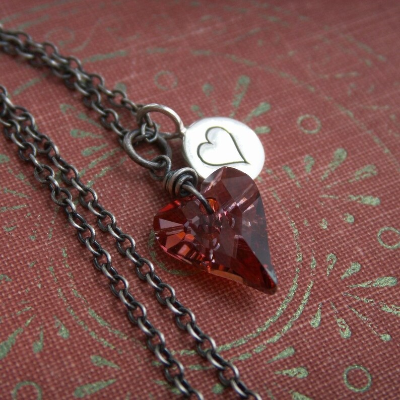 Valentine necklace Swarovski Crystal Valentine charm Etsy