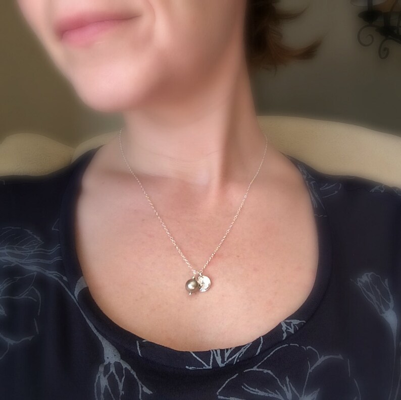 Custom Pearl Personalized Necklace Pearl Necklace Silver Etsy