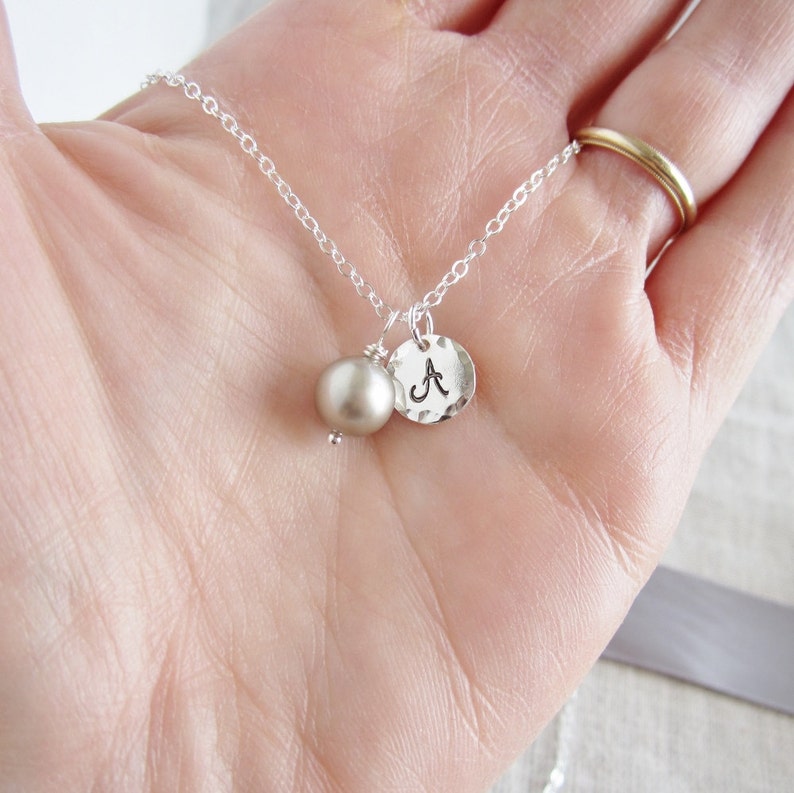 Custom Pearl Personalized Necklace Pearl Necklace Silver Etsy