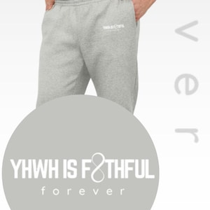Yahweh is Faithful Branded Unisex Fleece Joggers, Christian Clothing, High Quality Godly Faith Clothing, Comfy Sweatpants with Pockets