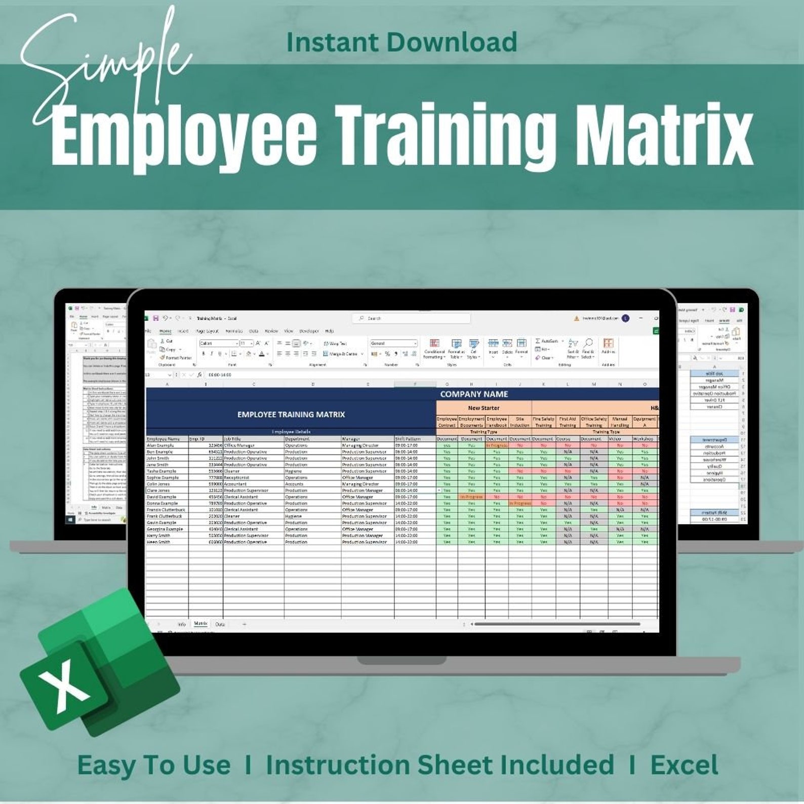 Employee Training Matrix Excel Spreadsheet Training Tracker Training
