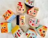 Handmade Ceramic TINY House, Colorful and Whimsical Miniature Houses, One of a kind, Spring collection