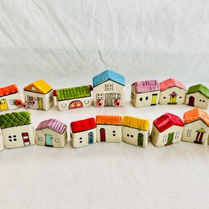 Handmade MINI Ceramic  House, Whimsical and Colorful Decoration, One of a kind, Pottery Houses
