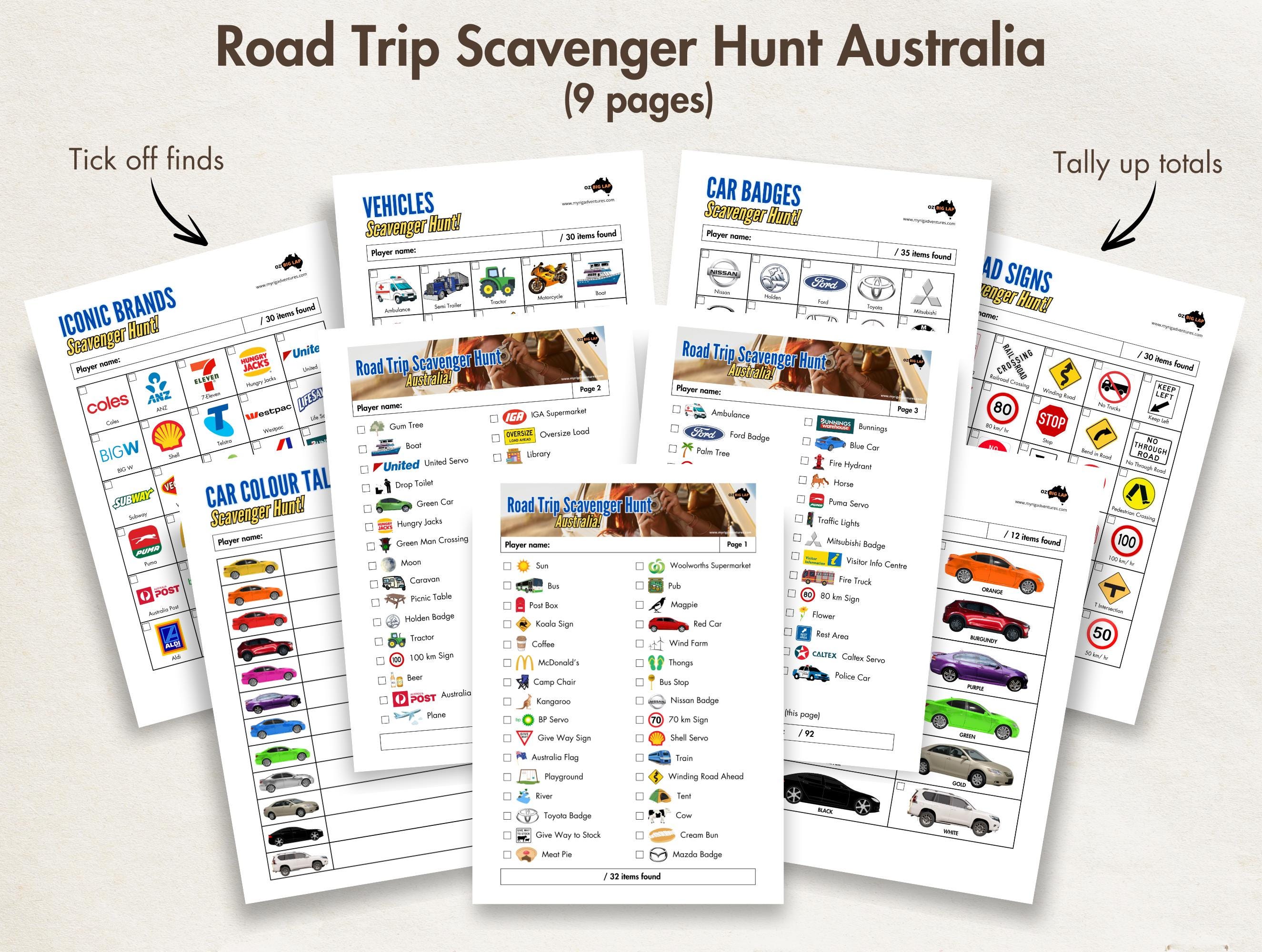 Australian Road Trip Games BUNDLE, Printable Road Trip Bingo, Digital