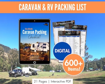 Caravan Packing Checklist, Digital RV Packing List, Fillable Camper Planner, Travel Trailer Essentials, Motorhome Packing Guide PDF Download