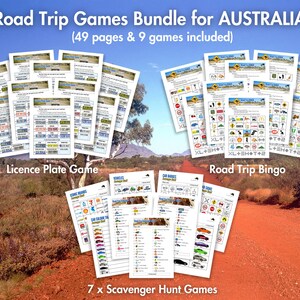 Australian Road Trip Games BUNDLE, Printable Road Trip Bingo, Digital