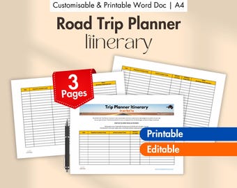 Road Trip Itinerary Planner Printable, Editable Travel Itinerary, Campground Log, Road  Trip Planning, Camping Record Digital Download