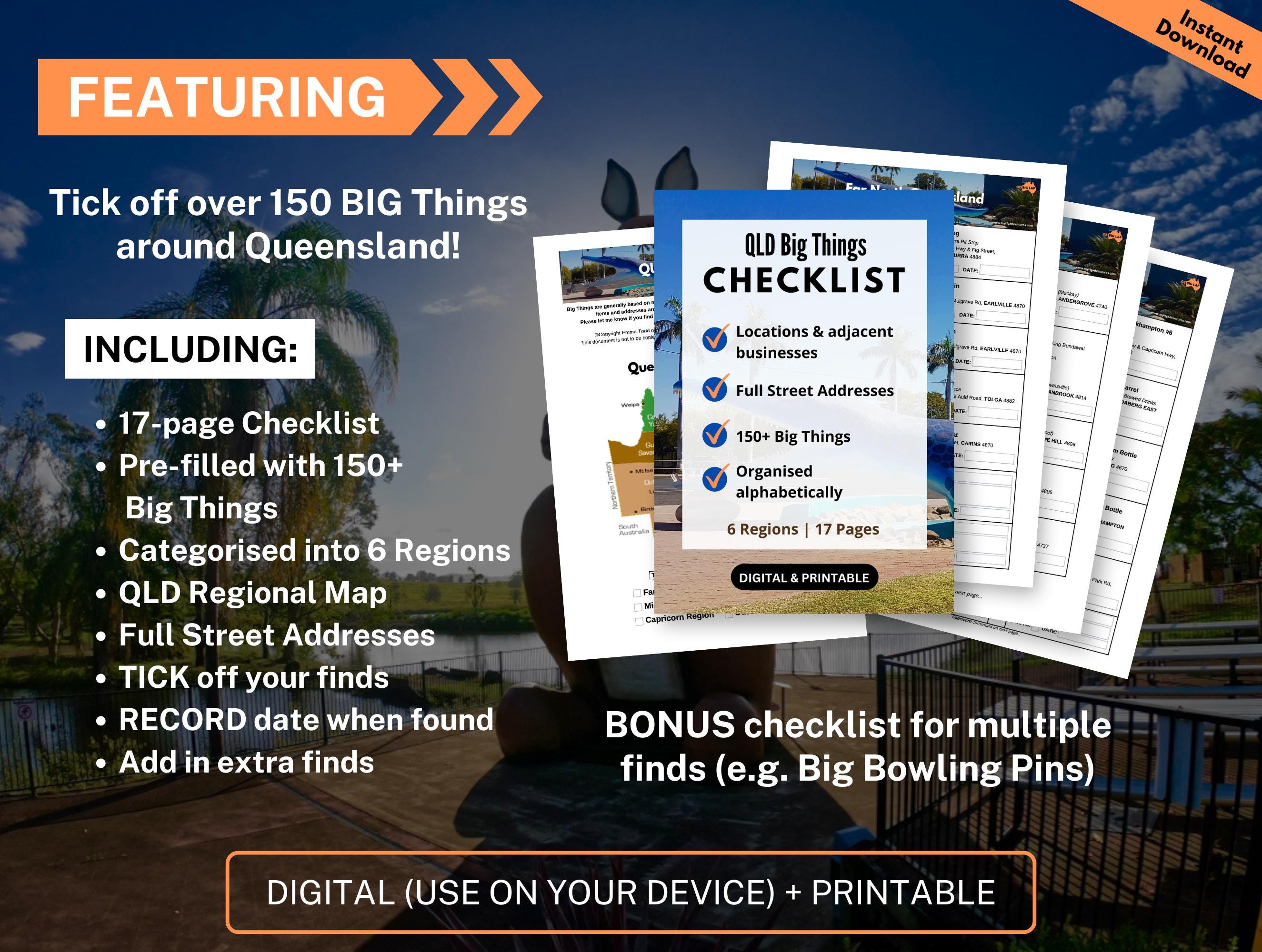 QLD Big Things Checklist Printable | Digital Big Things Queensland ...