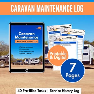 Caravan Maintenance Log Printable, RV Servicing Guide, Digital Motorhome Planner PDF, Travel Trailer Service Tracker, Camper Travel Planning