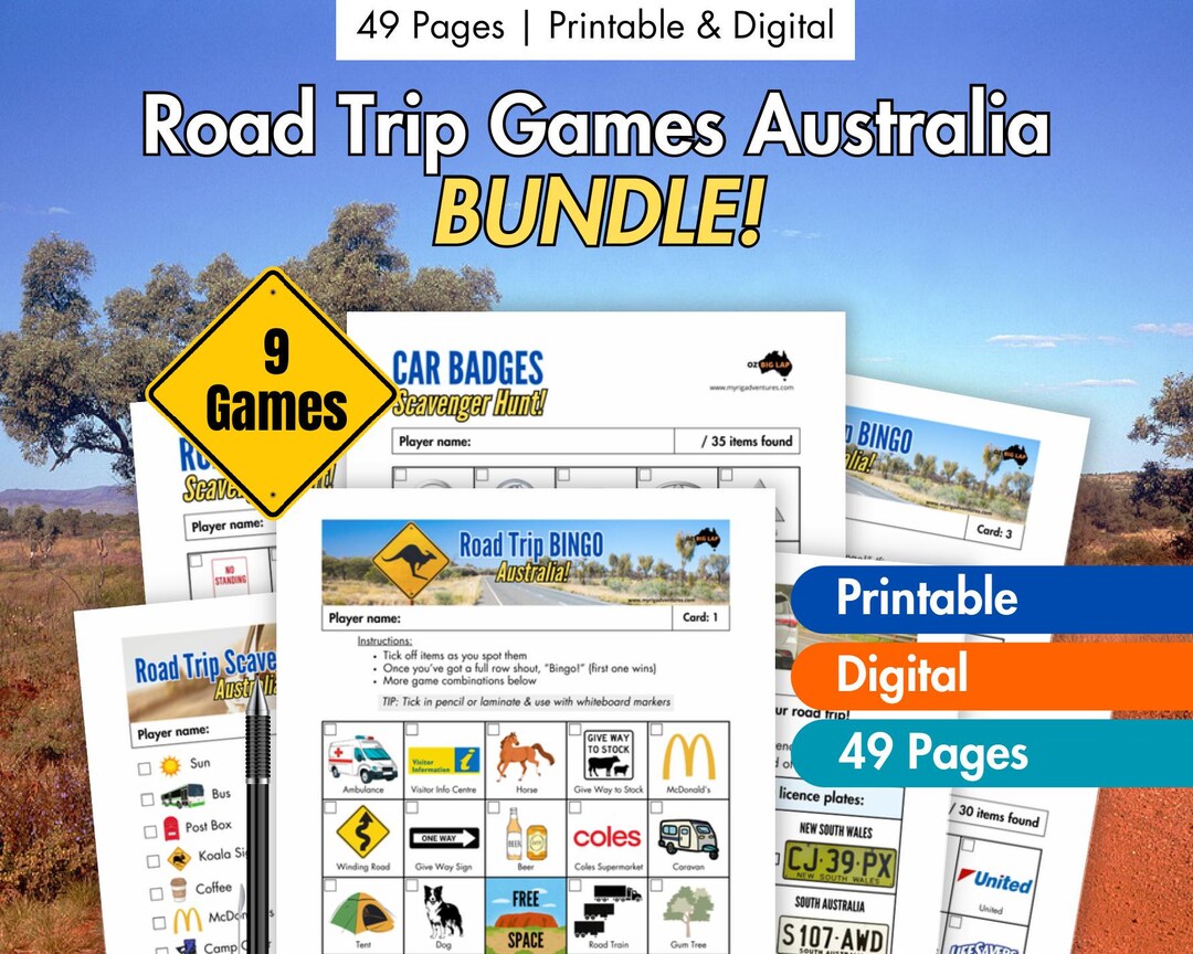 BUNDLE of Road Trip Games Australia Printable Road Trip Bingo