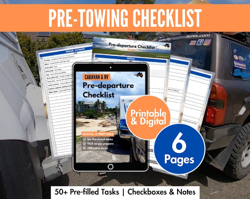 Caravan Pre-towing Checklist Printable, Digital Travel Trailer Hitching ...