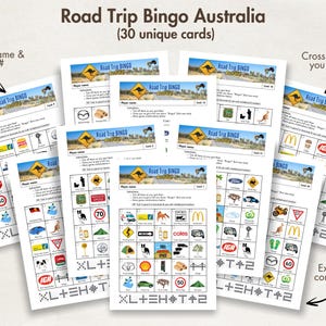 Australian Road Trip Games BUNDLE, Printable Road Trip Bingo, Digital