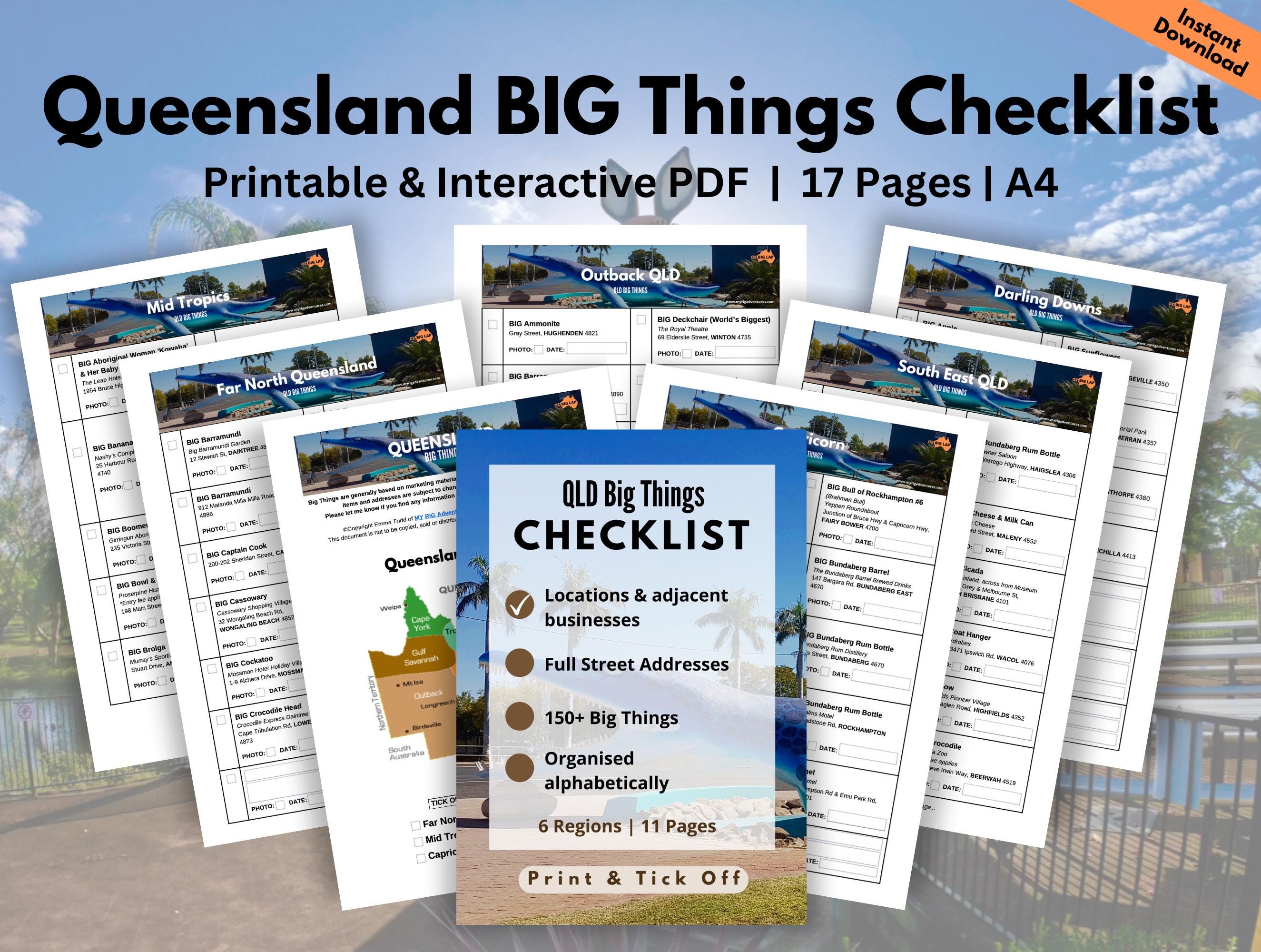 QLD Big Things Checklist Printable | Digital Big Things Queensland ...