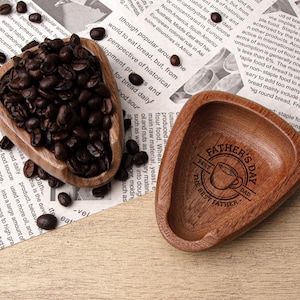 Personalized Coffee Dosing Tray, Custom Engraved Coffee Bean Dosing Tray, Engraved Wooden Coffee Bean Dosing Cup, Coffee Lovers Unique Gift