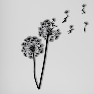 Dandelion Flower Metal Wall Art, Minimal Wall Art,Flower Lovers Gift, Metal Wall Hangigns,Dandelion Flowers Flying Seeds Wall Decor,Mom Gift
