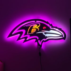 Baltimore Ravens Metal Wall Art: Football Fan Gift,  illuminated LED Sign, Ravens Community
