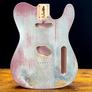Warmtone Custom Guitars Relic Tele Style Guitar Body “Pink Winter” Nitro