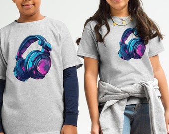 Gaming Kopfhörer T-Shirt: Buntes grafisches T-Shirt - Musikliebhaber Geschenk