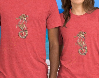 Steampunk Seahorse T-Shirt – Mechanical Ocean Graphic Tee