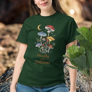 Mushroom T-Shirt - Deadly or Delicious Mushroom Tee - Magic Fungus Shirt - Spiritual Mushrooms Tee - Goblincore Shirt - Cottagecore Shirt
