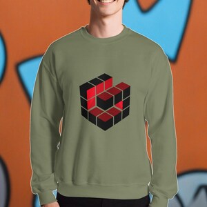 3D Cubes Unisex Sweatshirt- Magic Cube Sweatshirt- 3D Cube Squares Shirt- Cube Sweatshirt - 3D Cube Puzzle Shirt -Cuboid Gaming Sweatshirt