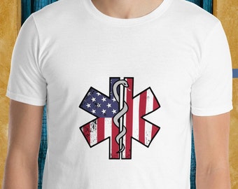 EMS T-Shirt: American Flag Star of Life, EMT Paramedic Tee